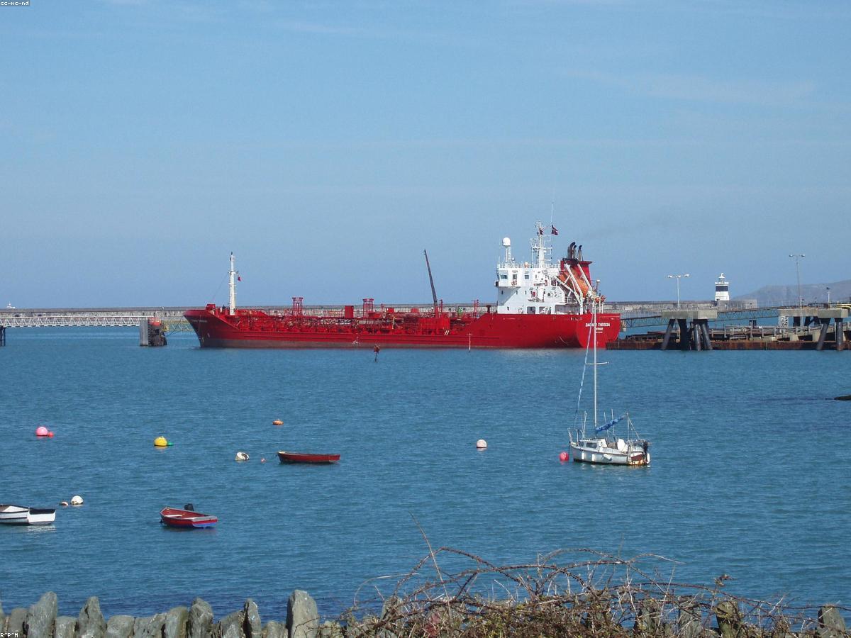 Crude and product tanker vessel underway at sea